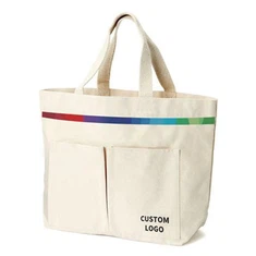 תיק בד גדול עם כיסים